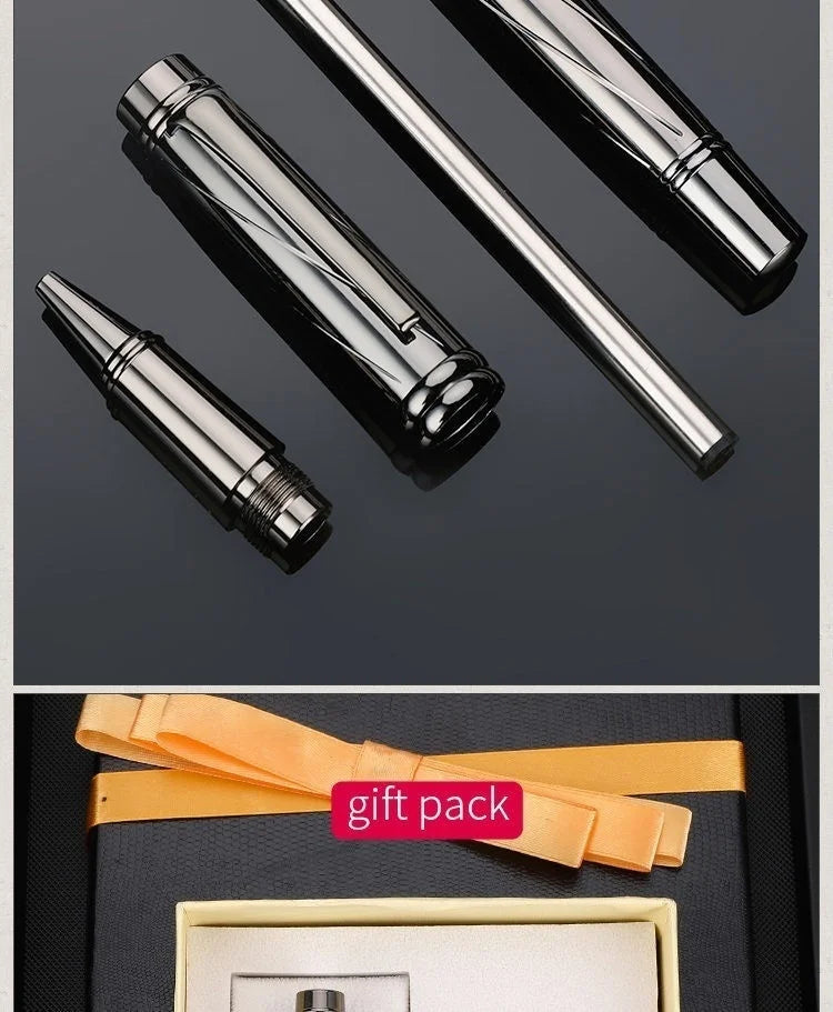 1 PC High Quality Luxury Full Metal Ballpoint Pen Silver Plating Ball Pens Business Writing Signing School Office Supplies 03733