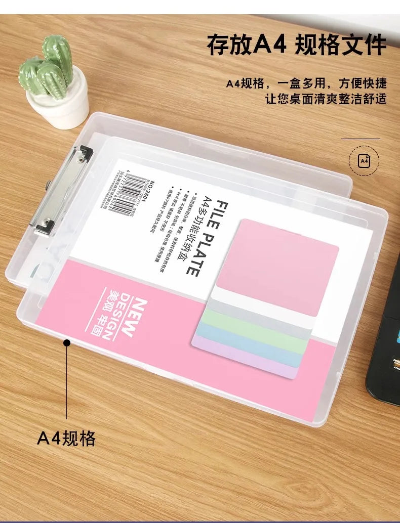 A4 transparent data storage box, folder, large capacity, multifunctional student test paper, book, graduation certificate, archi