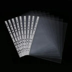 100pcs 11 Holes Thickening Transparent Plastic Punched File Folders A4 Document Sleeves Protector Office Supplies