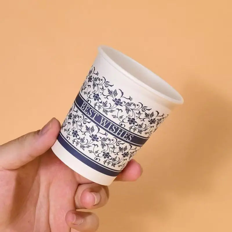 New high-value blue and white porcelain prosperous food grade environmentally friendly paper cup, for home and office use
