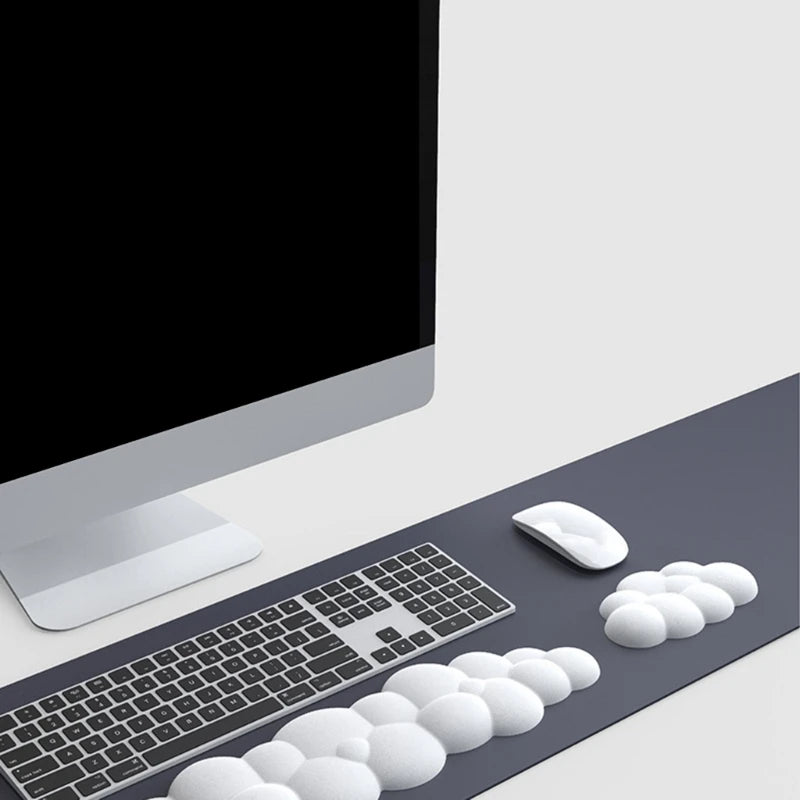 Cloud Shape Wrist Rest Pad Soft  PU Material Anti-Slip Rubber Base Memory Foam for 100 Keys 87 Keys 68keys Keyboard Mousepad