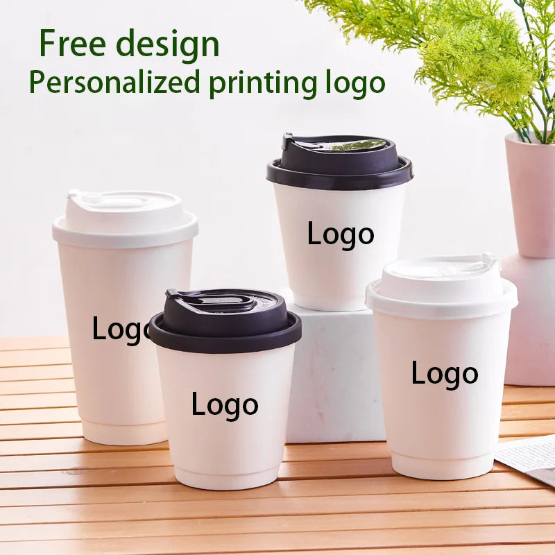 1000pcs 9oz 250ml double wall coffee cups, insulated double wall paper cups, company logo personalized customization wholesale