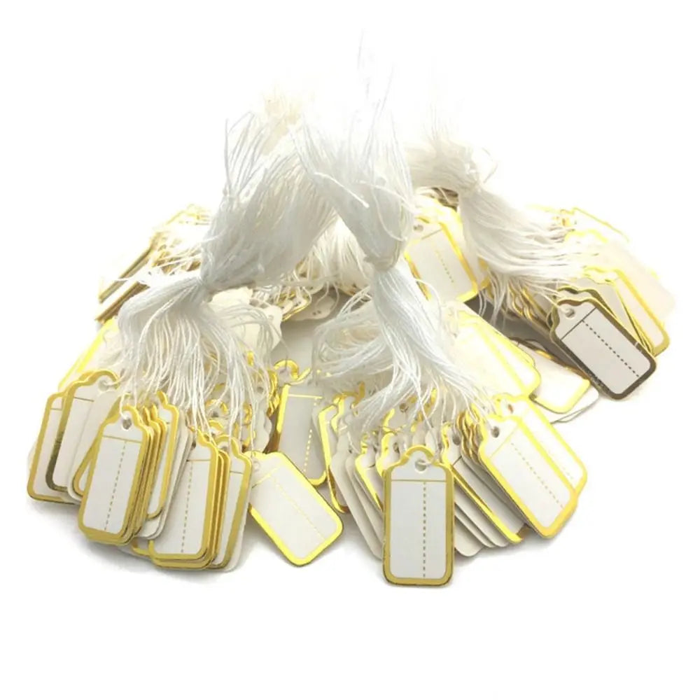 100PCS Round Rectangle Card Paper Gold/Silver Edge Hanging Tags Display Tool Jewellery Hangtags Jewelry Price Labels Accessories