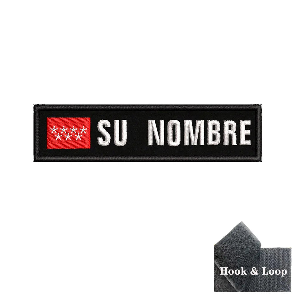 1PC 10cmX2.5cm Custom Name Flag Patch Stripes Badge Iron On Or Hook Loop Andalusia Extremadura Canary Islands Spain Galicia