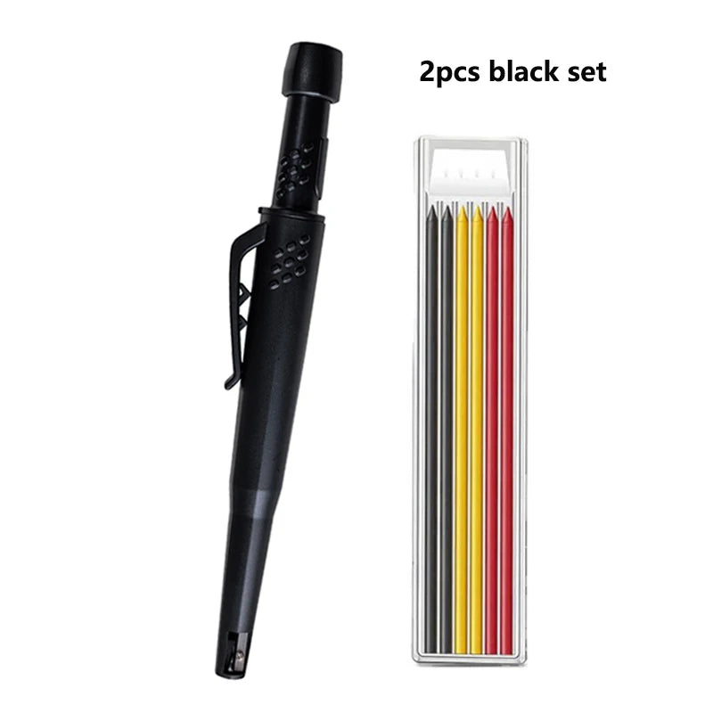 5 Colors 2.8mm Solid Woodworking Mechanical Pencil with Pen Cover 2B Black Yellow Red Lead Long Headed Carpenter Marking Pencil
