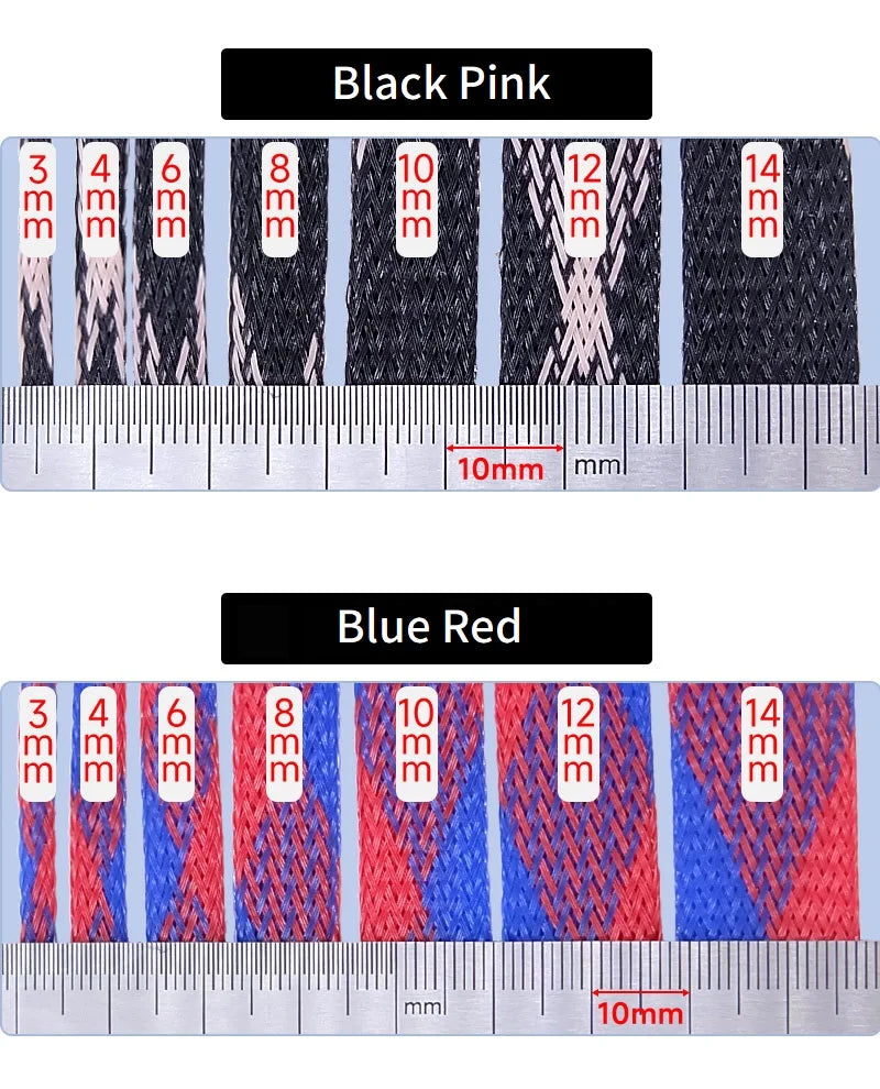 5/10M Braided Cable Sleeve 3mm 4mm 6mm 8mm 10mm 12mm 14mm PET Expandable Cover Insulation Nylon Sheath Wire Wrap Protection