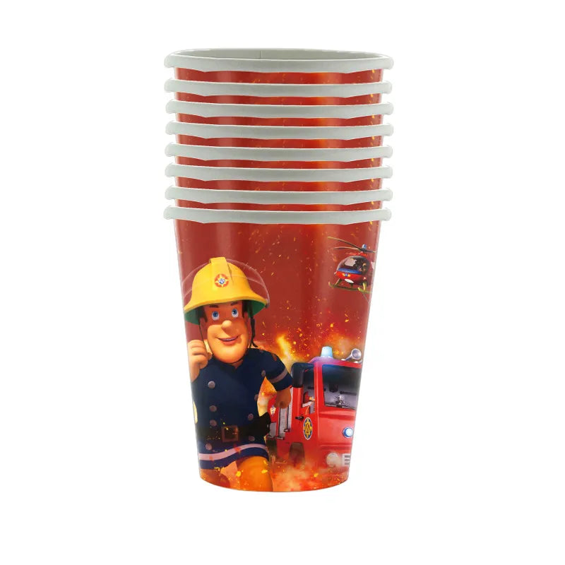 108*180cm Fireman Sam Party Supplies Disposable Tablecloth Firefighter Plastic Table Cover Fire Truck Birthday Decoration