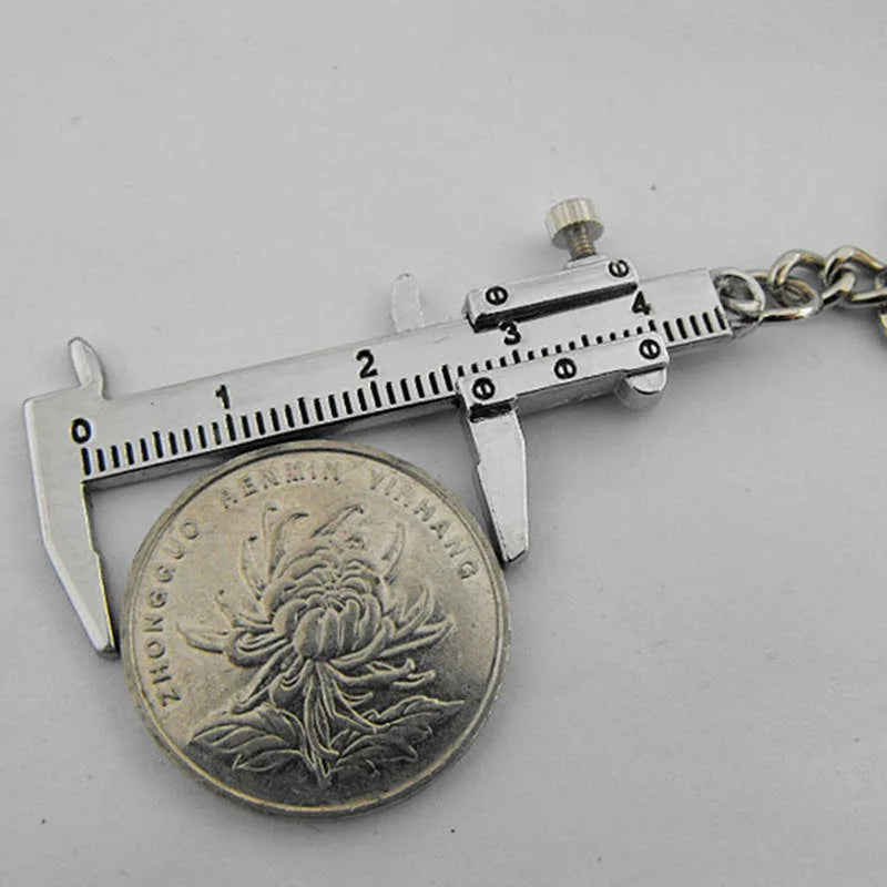 Mini Metal Ruler Vernier Caliper Portable 0-40mm keychain Measuring Gauging Tools Car Turbo key Chain Ring Ruler Caliper