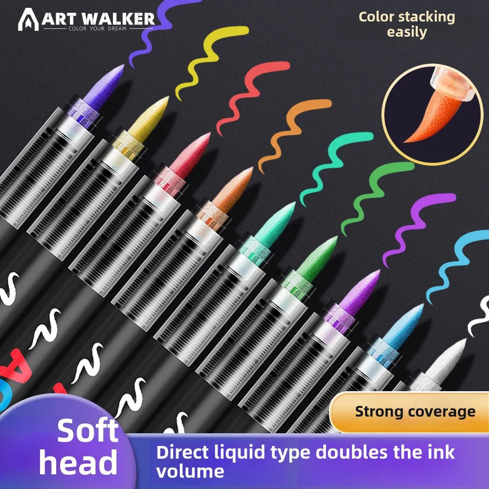 12/24/36/48Colors/set Acrylic Marker Pen Paint Brush Pen Painting Coloring Pen DIY Graffiti Art Making School and Office Supplie
