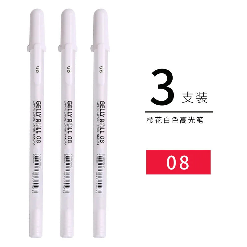 Sakura Gelly Roll Gel Pens 3/5PCS Classic Highlight Pen Gel Ink Pens Bright White Highlight Sketch Markers Color Highlighting