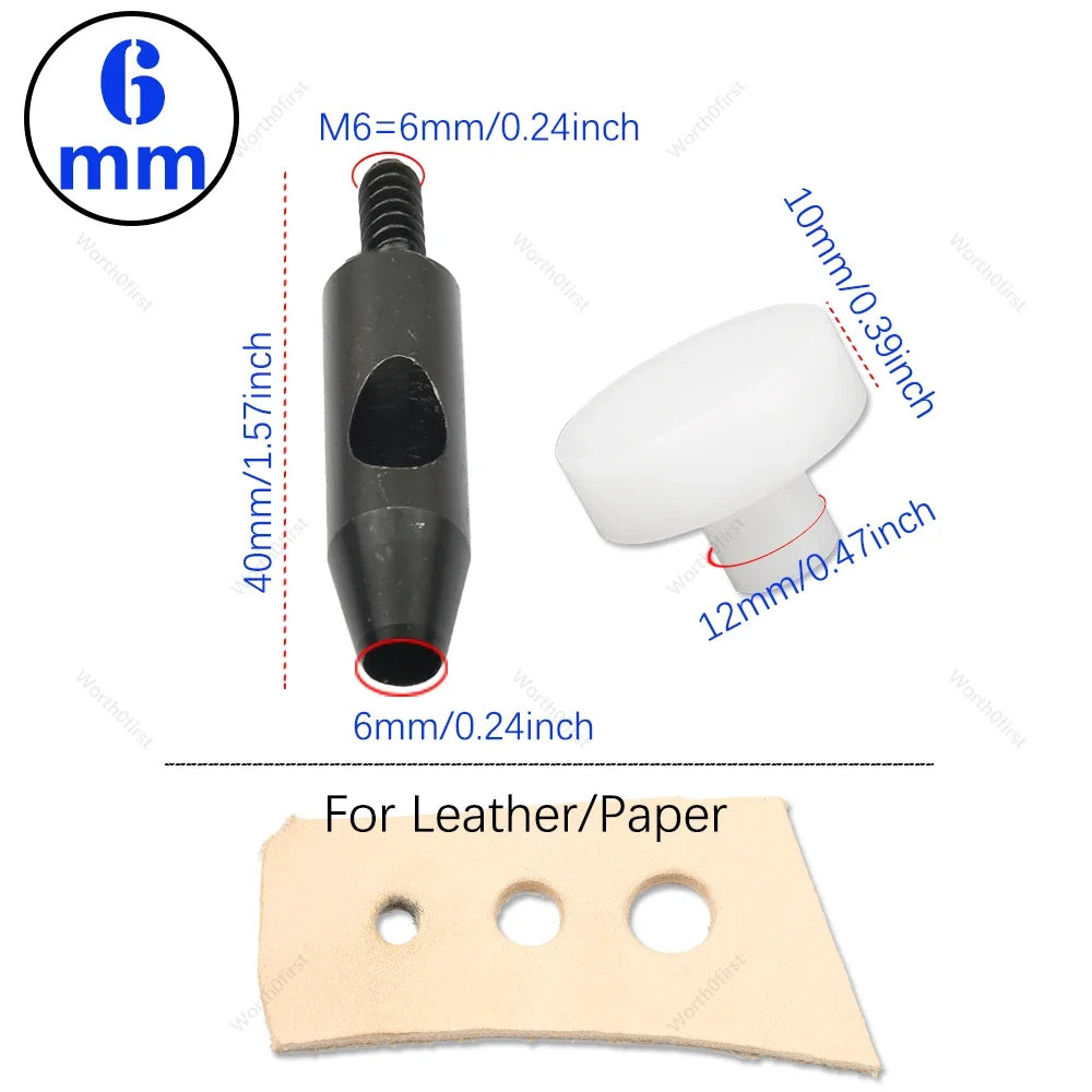 1Pcs M6 Thread Punching Suitable for European Vulcan 3 Round Spacing Cutting Dies LeatherCraft DIY Handmade Stitching Accessory