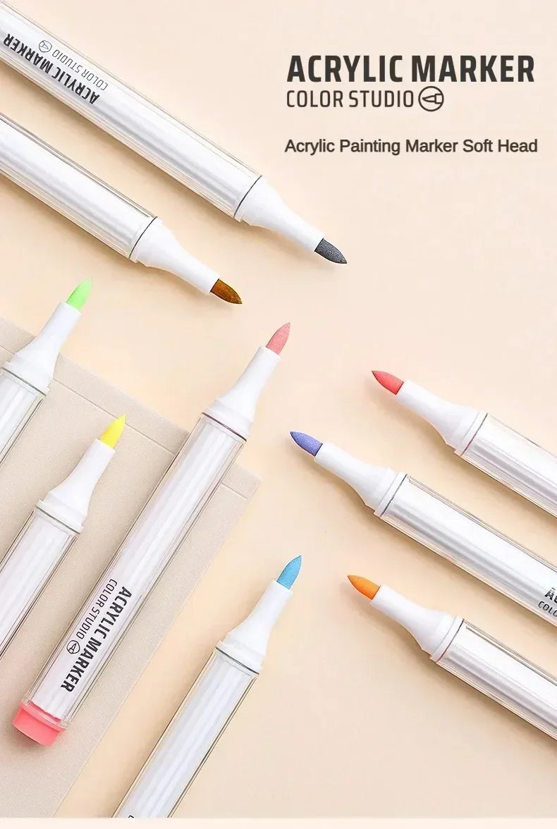 Languo 9/144 Colors Acrylic Paint Art Marker Pen DIY Painting Drawing Card Ceramic Stone Mug Glass Fabric Clothes Art Supplies