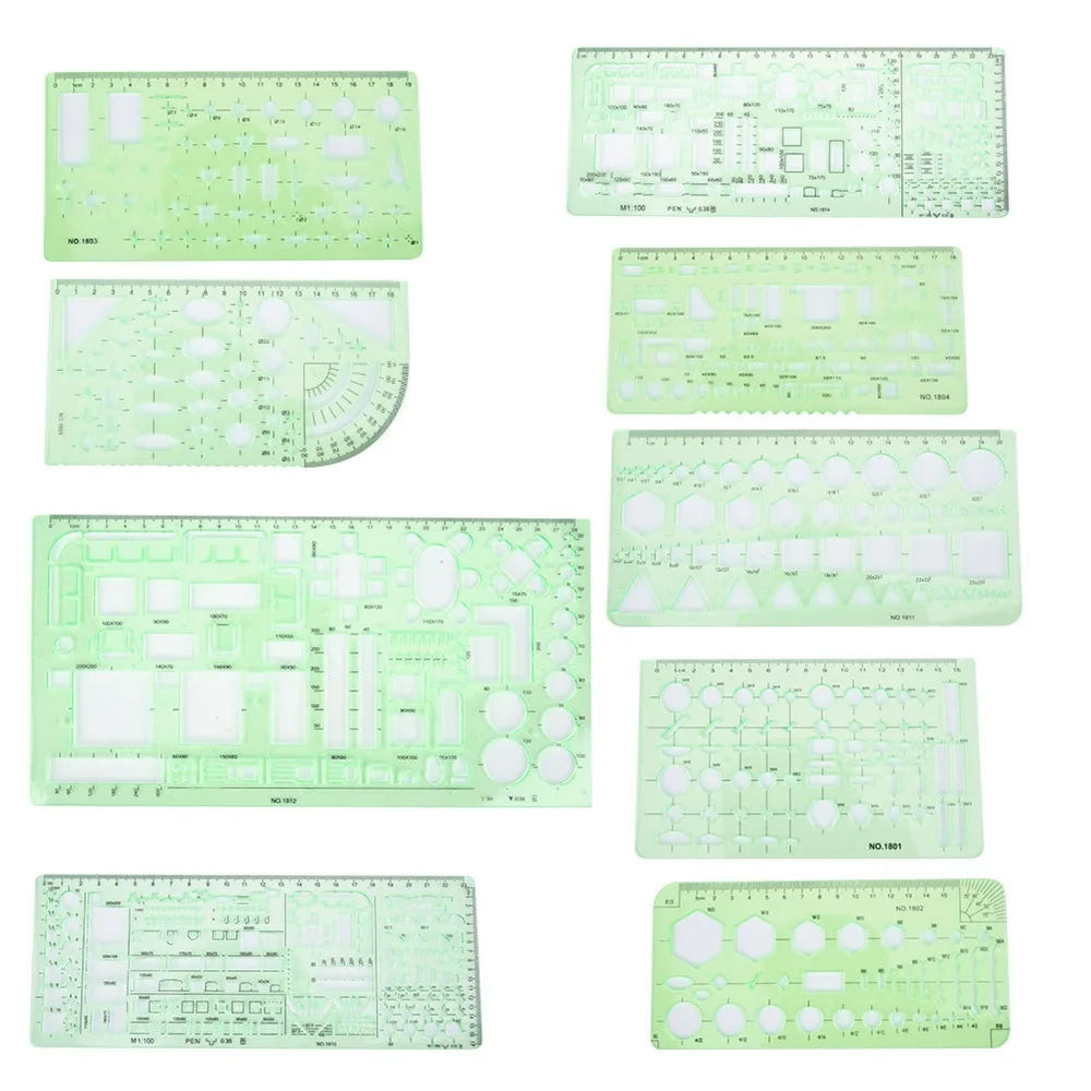 6 Sets Architecture Draft Template Rulers Various Patterns Smooth Drawing Template Multi-function Precision Hollow Ruler Kit
