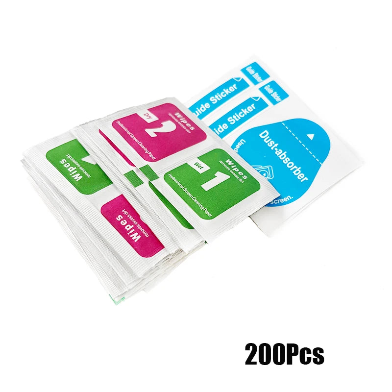 200Pcs Mobile Phone Screen Cleaning Wipes Wet Dry Alcohol Wipe Pack Clean Camera Lens Glass Optical Tablet Dust Removal Stickers