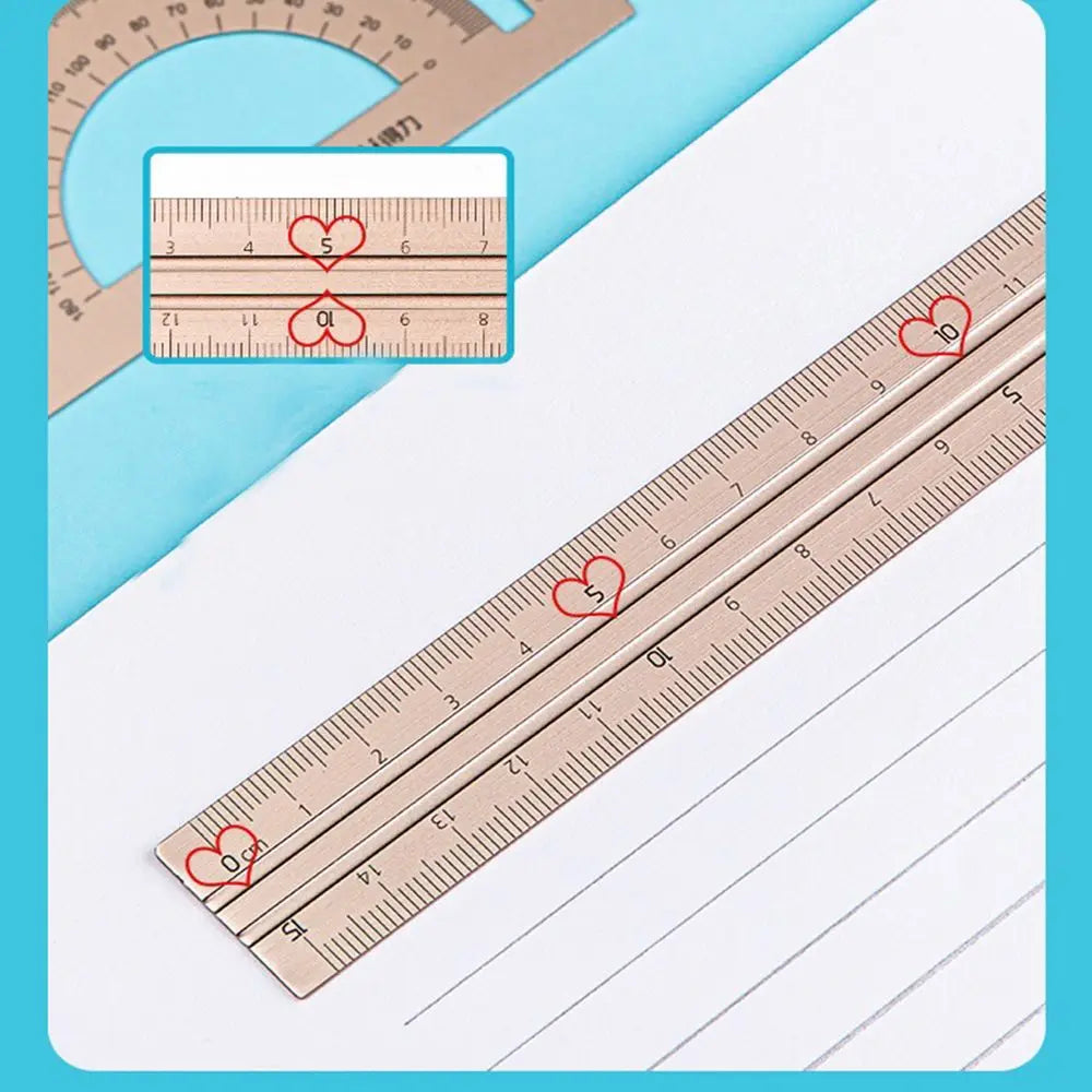 Maths Protractor Triangle Ruler Geometry Straightedge Examination Stationery School Supplies Aluminium Ruler Set Metal Rulers