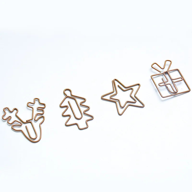 20pcs Retro Metal Clips Mini Christmas Tree Paper Clip Bookmark Book Binding Notebook Decor Stationery School Binding Supplies