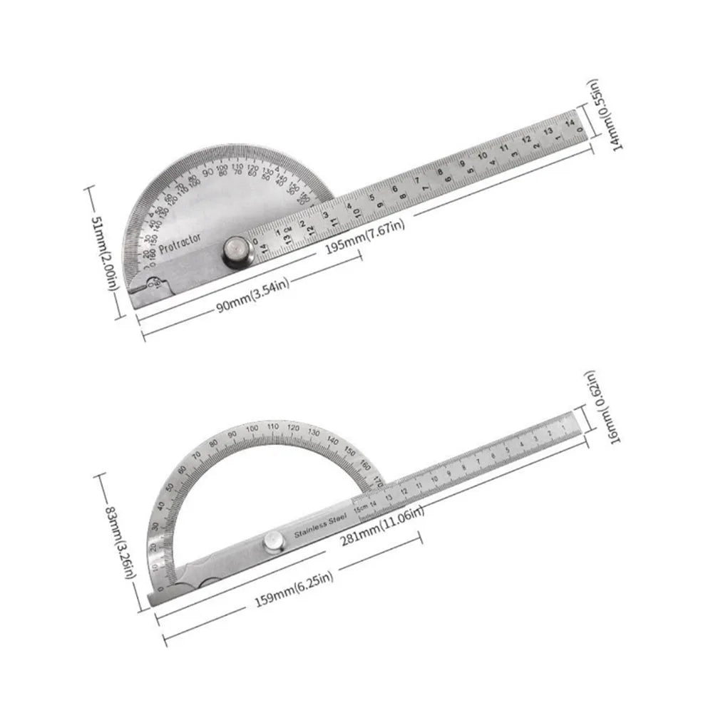 Stainless Steel Protractor & Angle Ruler Set, Multi-Angle Measuring Tool for Woodworking, Precision Angle Finder Goniometer