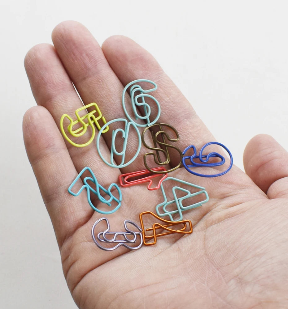 10pcs/Set Metal Digital Shape Paper Clips Kawaii Cute Bookmark Clip Stationery Office School Supplies