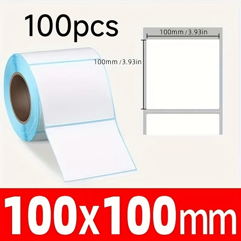 100PCS Direct Thermal Shipping Labels 40×30/70×30/70×70/100×100mm, Premium Commercial Thermal Sticker Paper with Permanent Adhes