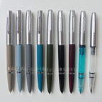 NEW Wingsung 601 Press Piston Fountain Pen Iridium EF/F Nib Steel Cap Vacumatic Resin Ink Pen School Stationery Office Supplies