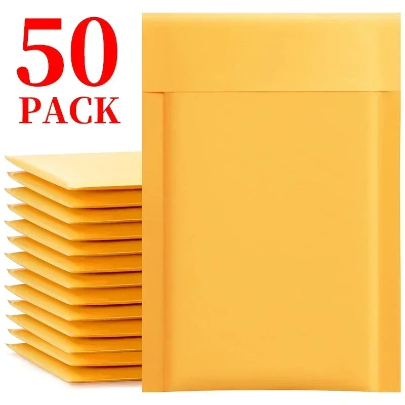 50-10PCS Kraft Bubble Mailers Envelopes Bags Different Specifications Waterproof Mailing Envelopes for Business Gift Packaging