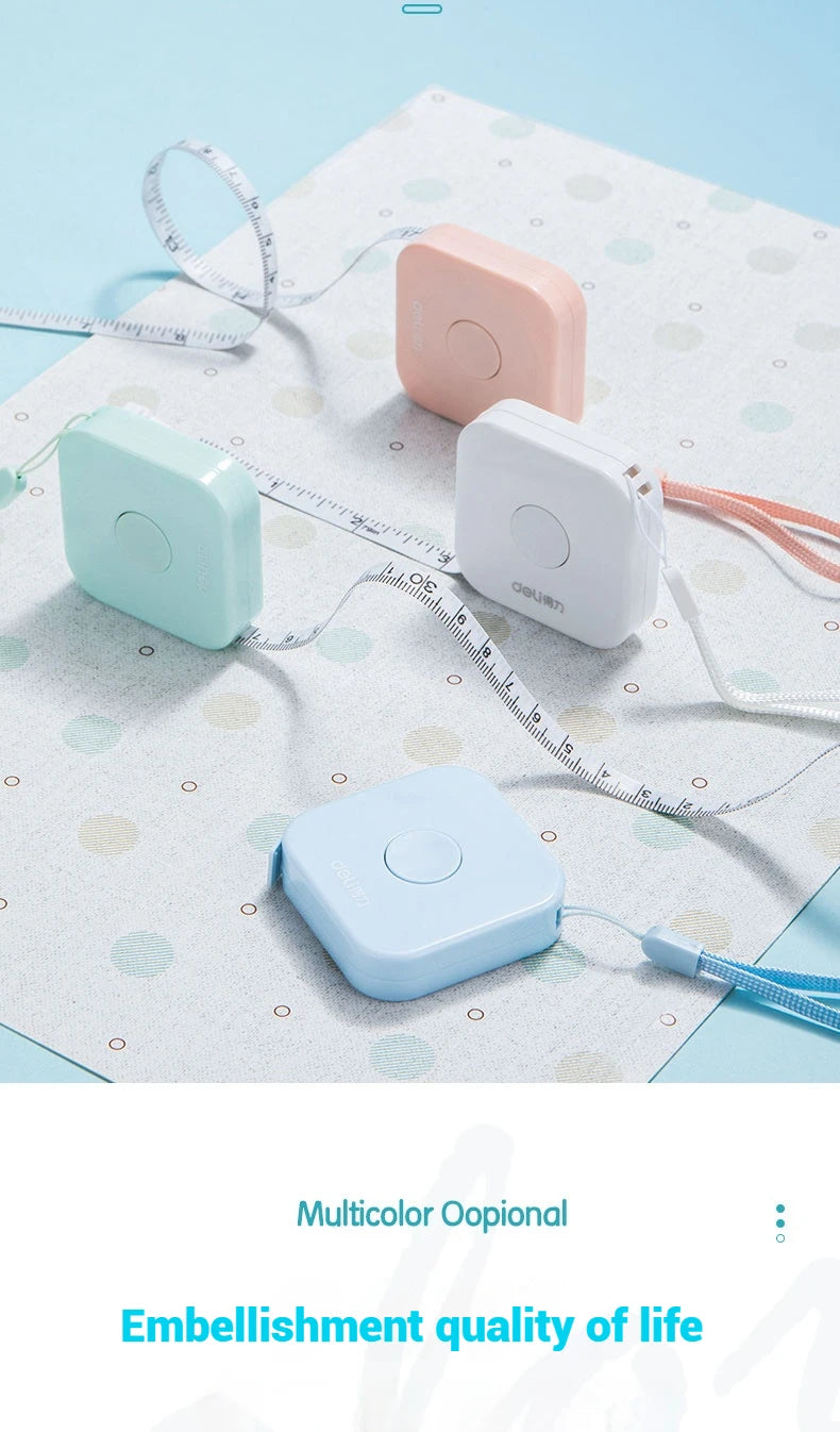 Deli 2-Meter Soft Tape Measure Flexible Telescopic Self-Locking Ruler Customized Centimeter Inch Portable for Human Sewing