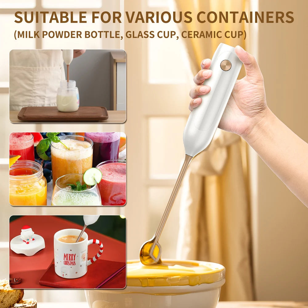 Kitchen Powerful Stirrer Milk Frother Handheld Foam Maker for Lattes,Whisk Drink Mixer for Coffee Electric Egg Beater