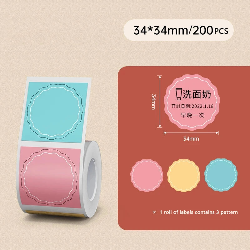 Original Niimbot B21/B3S/B1/B203 Colorful White Transparent Label Sticker  Self-adhesive Waterproof  Price Tag Thermal Paper