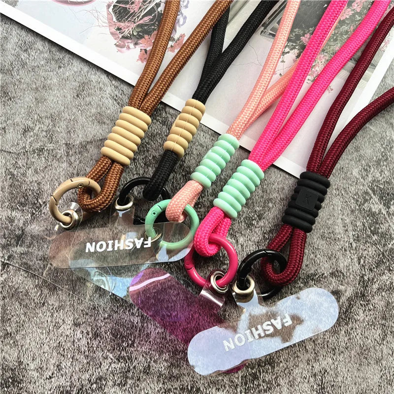 Cellphone Strap Candy Color Rope for Cards Metal Keyring Wrist Lanyard Keychain Portable Cellular Pendant Premium Hand Strap