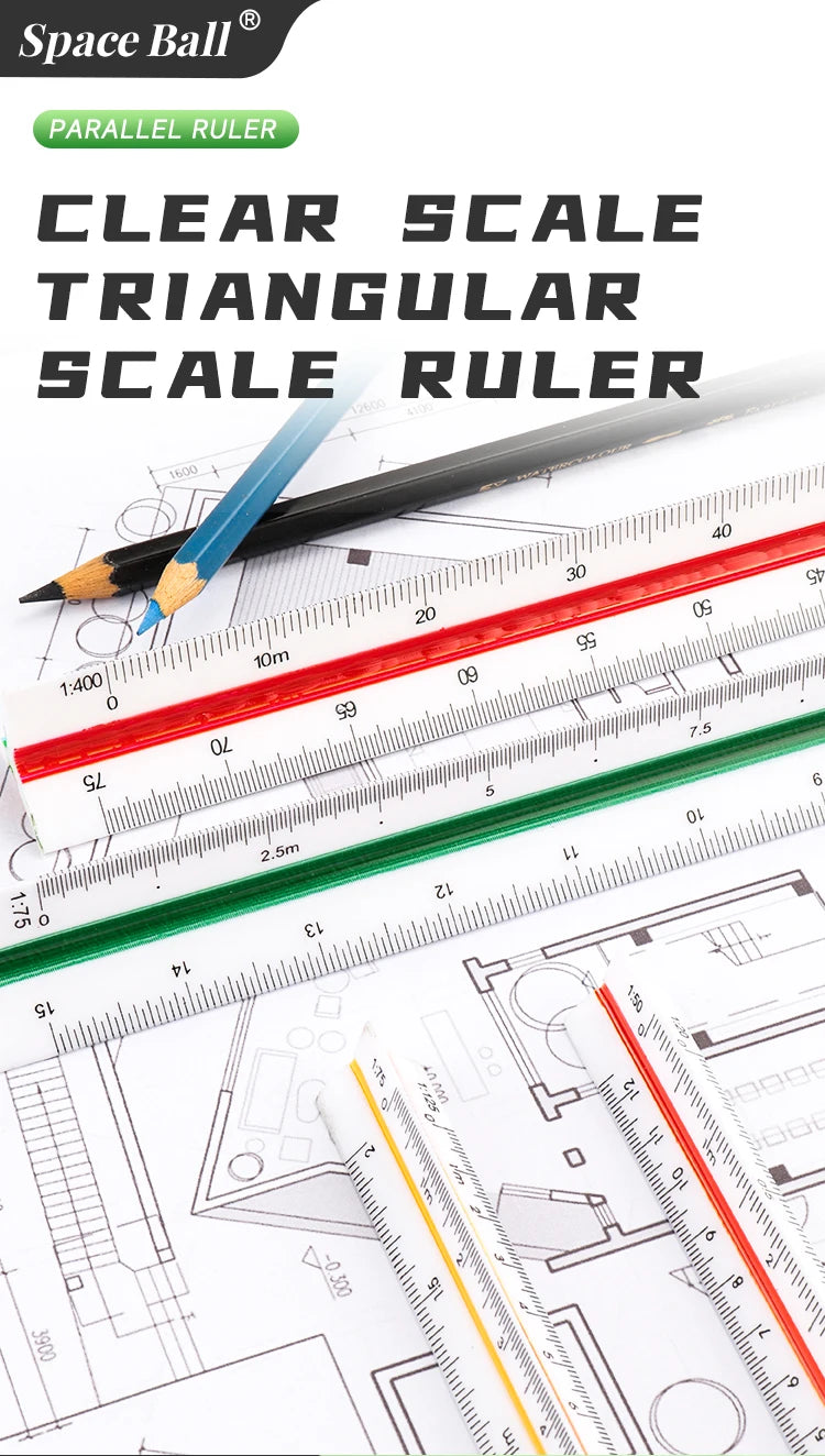 Space Ball Multi-functional Triangular Ruler Student Stationery 12.5/30cm Drafting Tool Scale Ruler Architect Technical Ruler