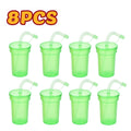 Neon Sipper Cups - Colorful, Spill-Proof Cups with Lids and Straws - Ideal for School Events, Themed Parties, and Birthday Party