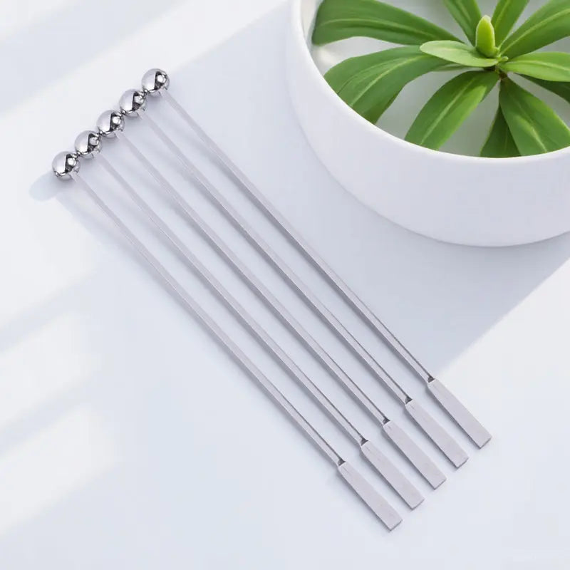5Pcs 19Cm Food Grade Stainless Steel Swizzle Sticks Stirrers for Coffee Cocktail Drinks Milk Tea Bar Restaurant Hotel