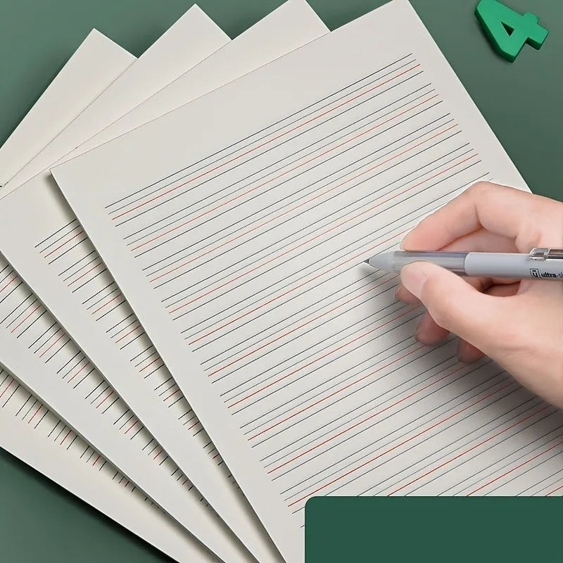 English Practice Book, Thin Four Line Grid English Exercise Book, 50 Sheets, Thickened Draft Paper