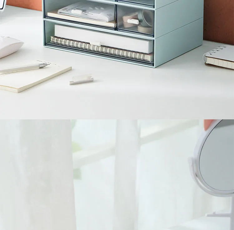 Desk Storage Drawers Desk Document Sundries Holder Cosmetic Desktop Organizer Box Cabinet Home Office Stationery Stackable Box