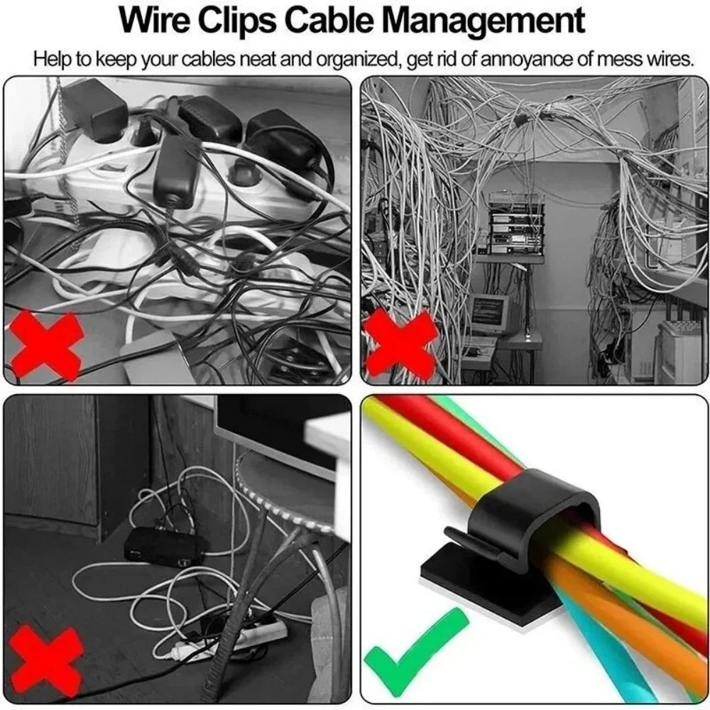 50Pcs Cable Clip Self-Adhesive Cable Organizer Wire Protector Holder For Mouse Headset Wire Storage Desktop Tidy Management Clip