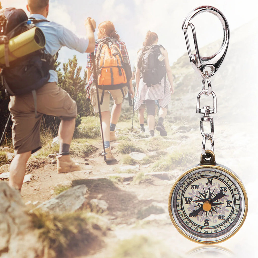 2PCS Lightweight Compass Keychain Vintage Zinc Alloy Pocket For Outdoor Camping/Travel/Direction Navigation Tool Survival Guide