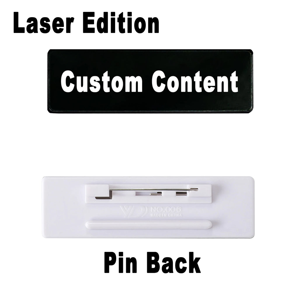 Stainless Steel Custom Name Tag with Pin Clip - Engraved Personalized Work Badge Business Identification Metal ID Name Plate