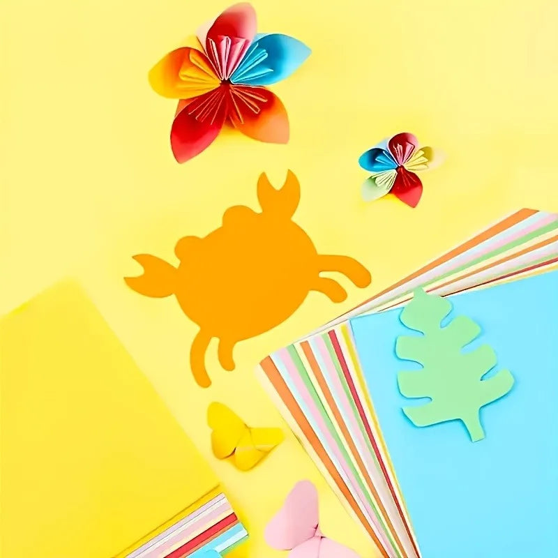 100 randomly colored creative DIY papers, suitable for origami, scrapbooks, party decorations and school handicraft projects