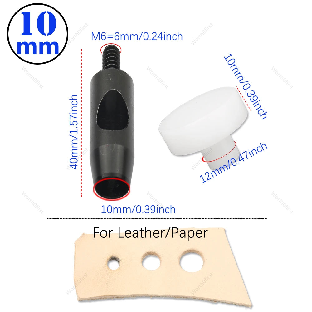 1Pcs M6 Thread Punching Suitable for European Vulcan 3 Round Spacing Cutting Dies LeatherCraft DIY Handmade Stitching Accessory