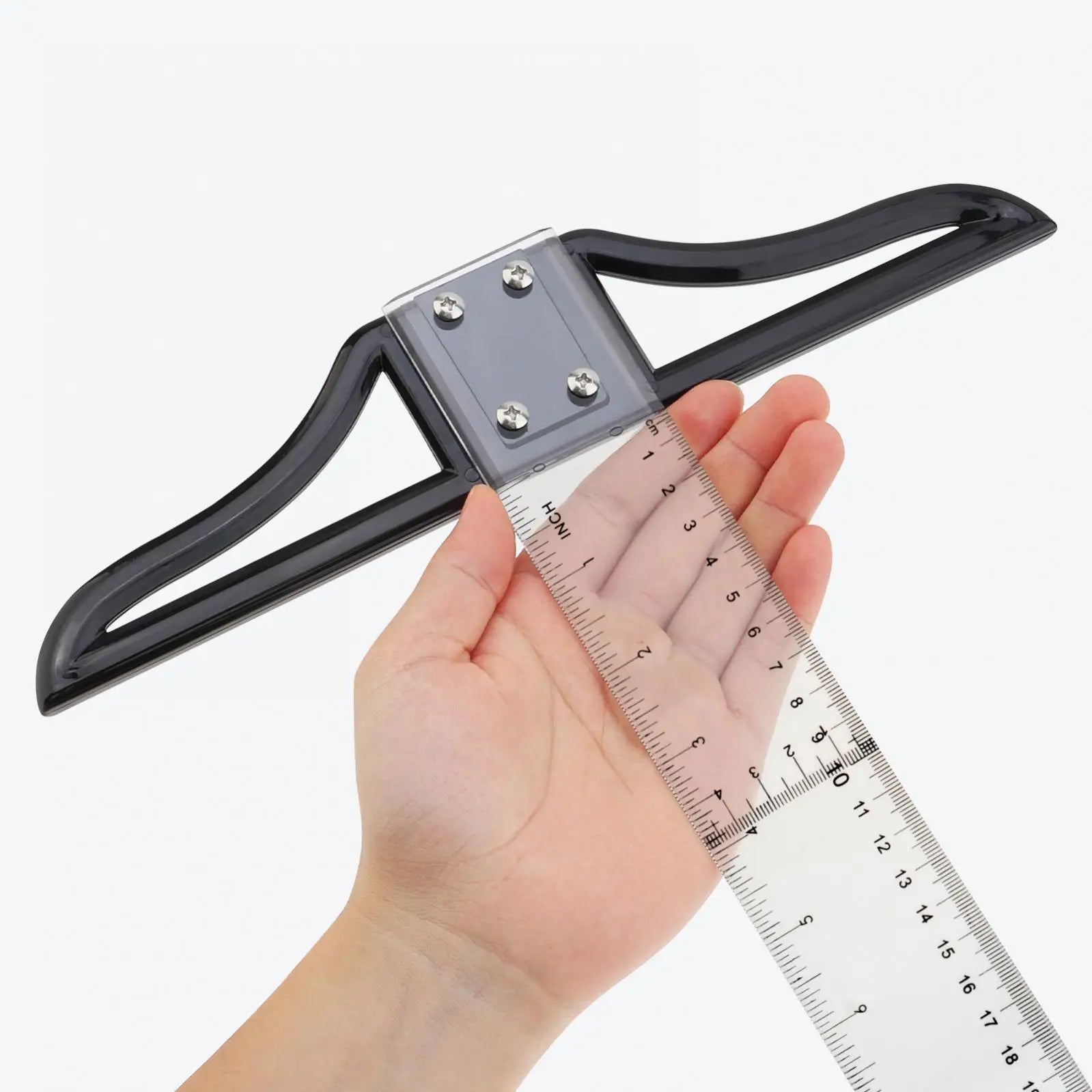 Metric & Imperial Scales Aluminum Alloy Angle Triangle Ruler 45cm T Square Acrylic Ruler Measuring Tool Set for Carpentry