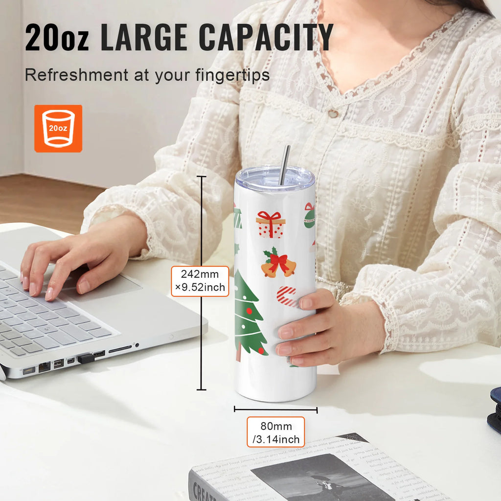 SucceBuy 8/12/14/16/24/50PC Straight Sublimation Tumblers Blank Tumbler Bulk Stainless Steel Double Tumbler Cups Heat Transfer