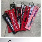 Custom Embroidery Keychains Double-sided Wholesale 50 PCS Printed Woven Logo to Customize Fabric Key Ring Tag for Bag Phone Car