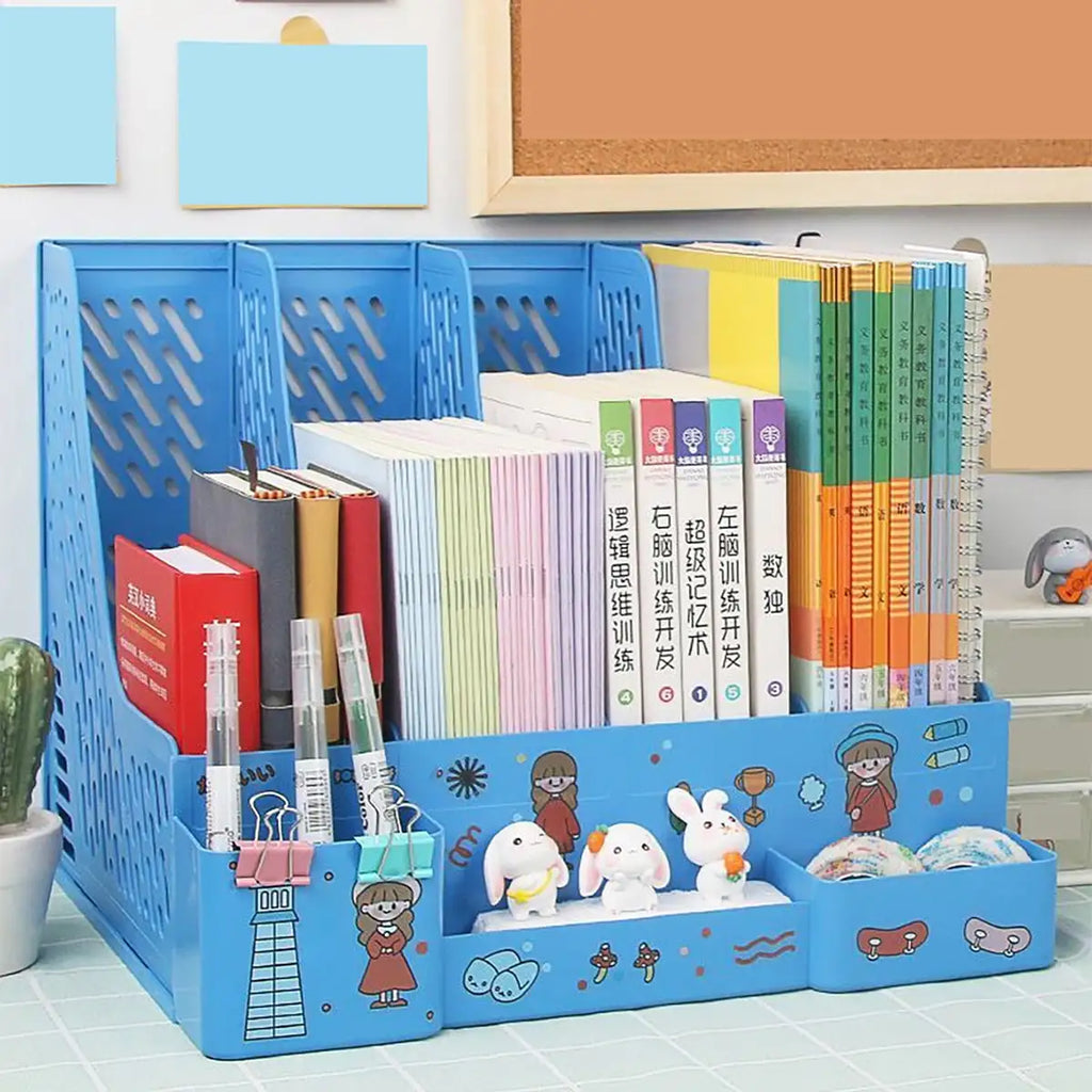 Multi-color file rack folder storage box desktop file box multi-functional file basket multi-layer shelf office bookshelf