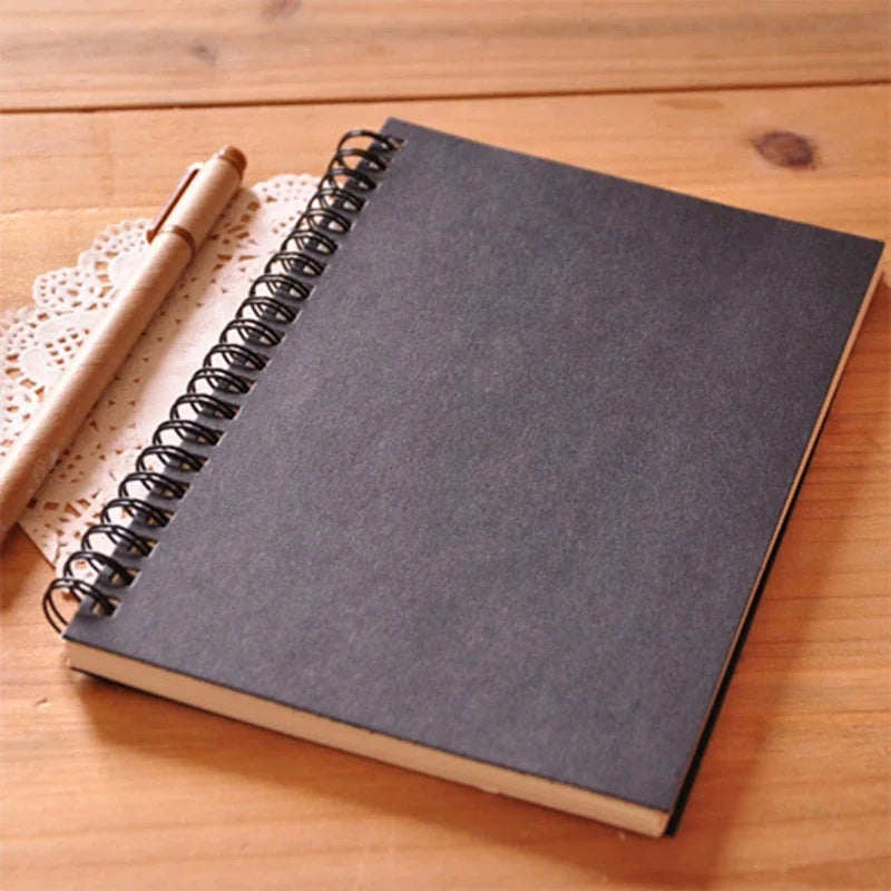 A5/A6 Spiral Sketchbook Blank Notebook 50 Sheets Kraft Paper Hardcover for Students Graffiti/Painting School Stationery Supplies
