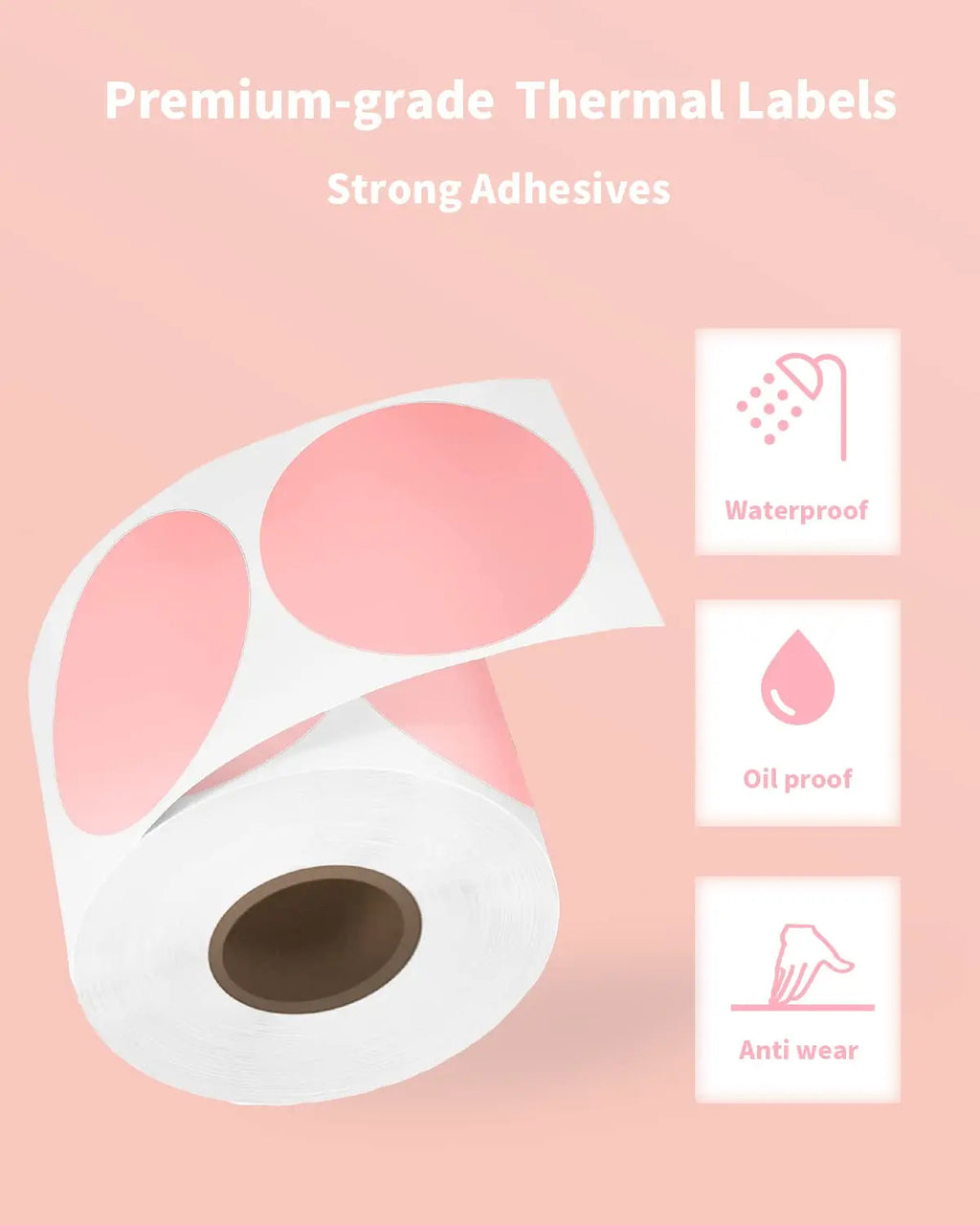Phomemo PM241 Shipping Printer Label Sticker Round Paper Square Label Rainbow Color for DIY Logo Design Small Business Adress