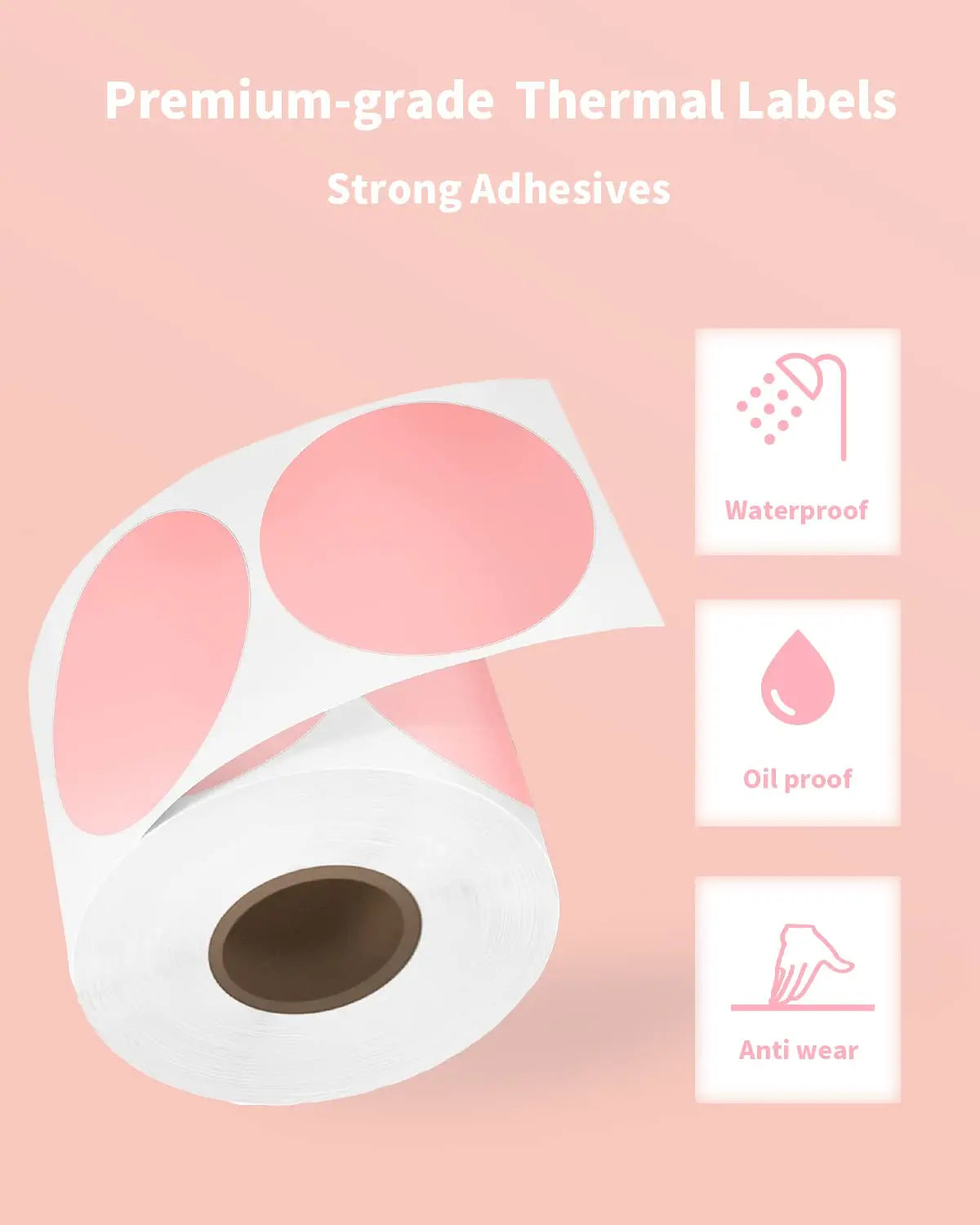 Phomemo PM241 Shipping Printer Label Sticker Round Paper Square Label Rainbow Color for DIY Logo Design Small Business Adress