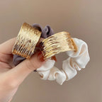 Korean Metal Satin Large Intestine Ring Women Rubber Bands Hair Ties Hair Rope Girls Ponytail Holder Headdress Hair Accessories