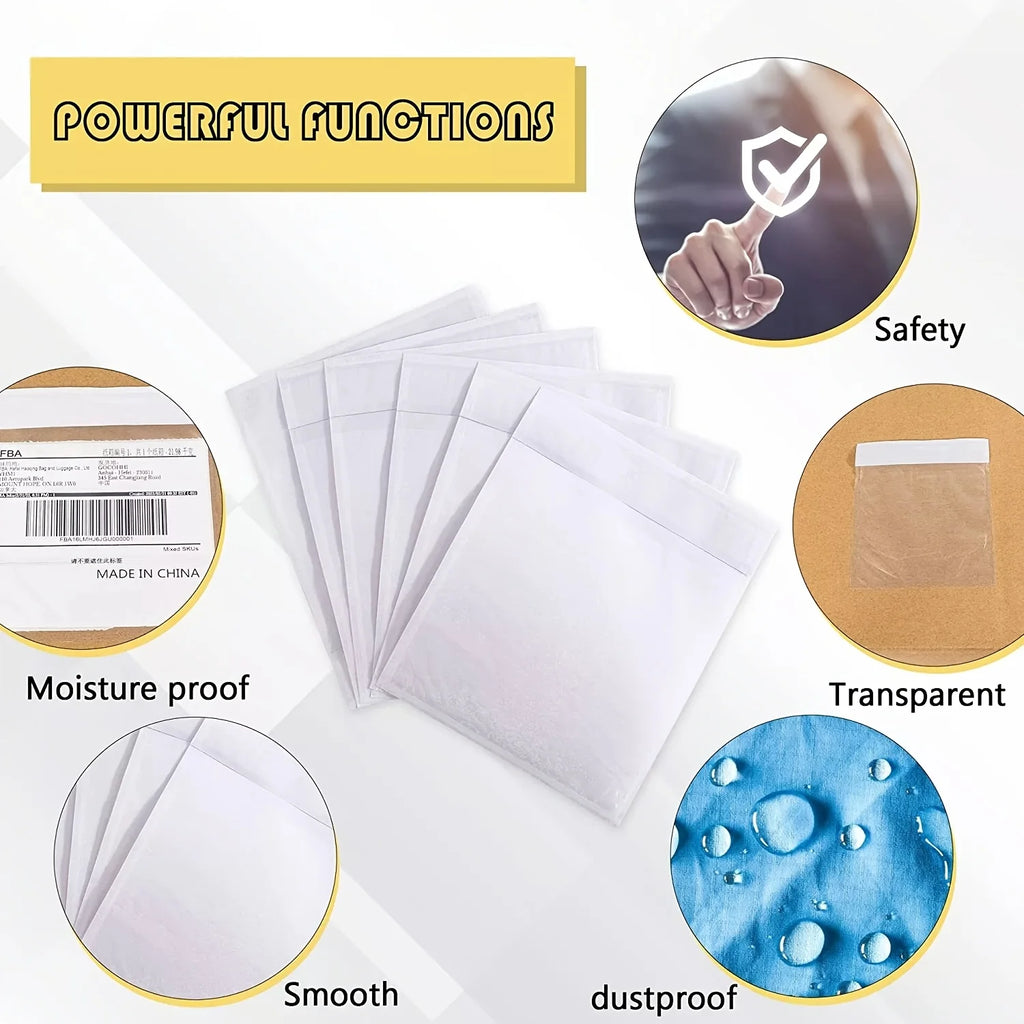 100pcs Clear Self-Adhesive Shipping Label Sleeves 4.5" x 5.5" - Waterproof Mailing Envelopes, Top Loading Packing List