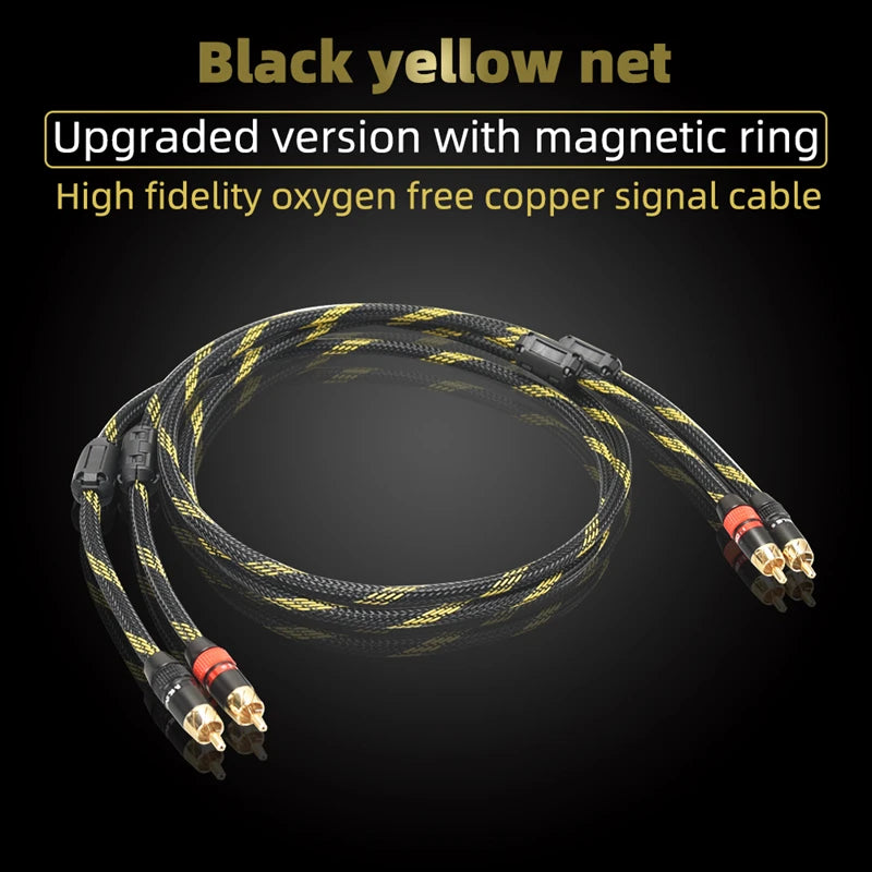 Hi-Fi Fine RCA Cable High Quality 4N OFC HIFI 2RCA-2RCA Male to Male Audio Cable Main Core Independent Shielding One Pair