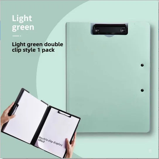 New A4 File Folder Clipboard Writing Pad Memo Clip Board Double Clips Organizer School Office Stationary
